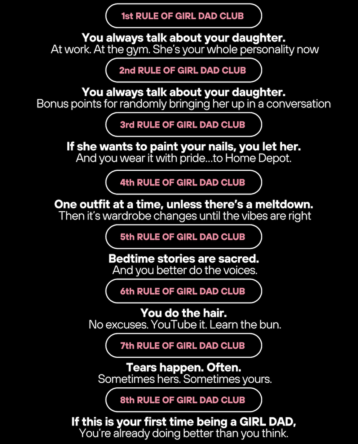 RULES OF GIRL DAD CLUB